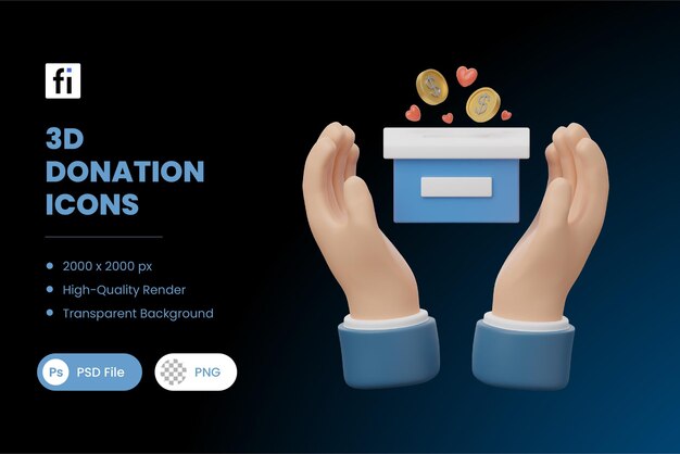 Ilustración de donación en 3D Organización de caridad