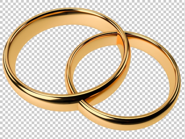 Ilustración de dos anillos de boda de oro aislados en un fondo transparente de psd Conceptos de unidad