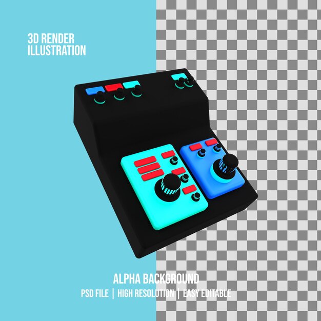 PSD ilustración del ecualizador de renderización 3d