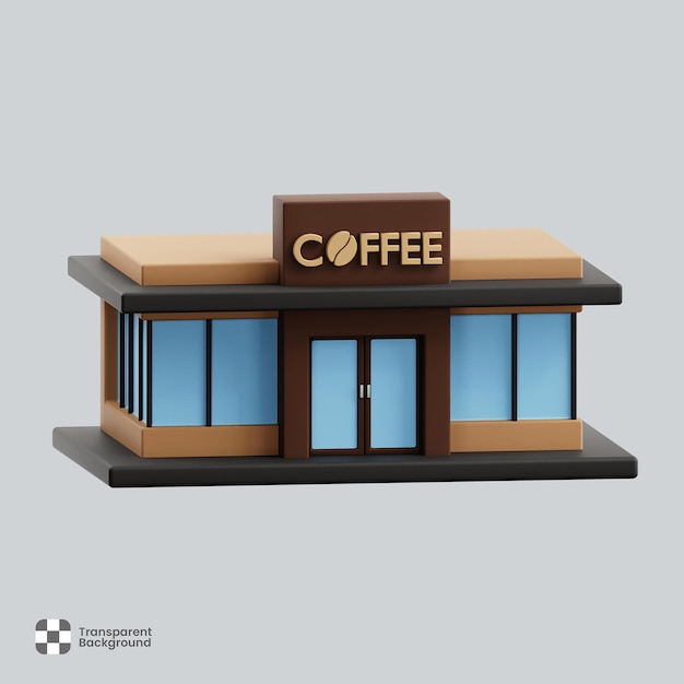 Ilustración del edificio de la cafetería 3D