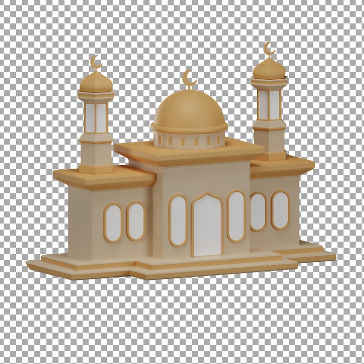 PSD ilustración de edificio de mezquita islámica 3d