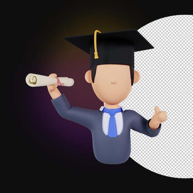 Ilustración de educación de estudiantes de graduación 3D PSD premium