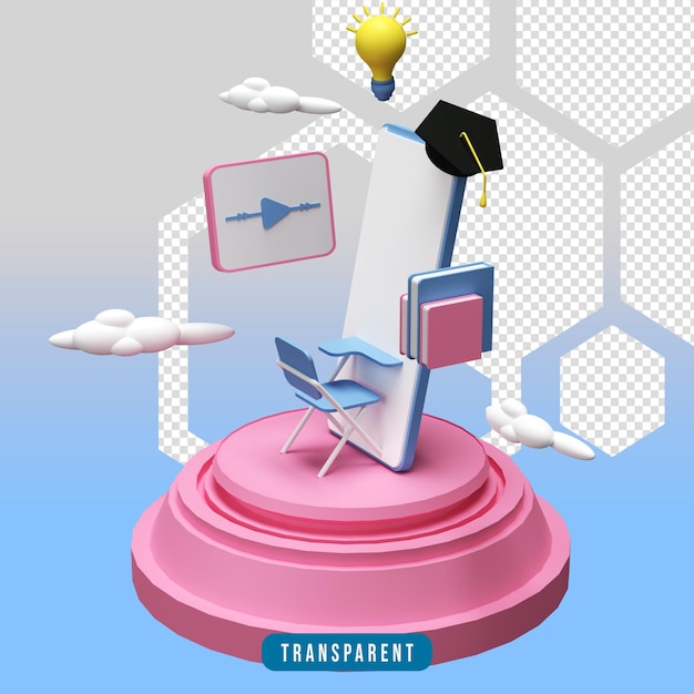 Ilustración de educación en línea de renderizado 3d