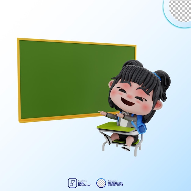 Ilustración de educación de personaje lindo 3D