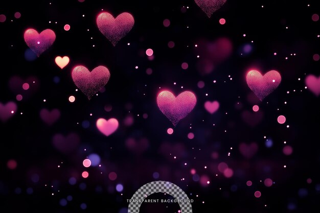Ilustración de efecto chispa de brillo de bokeh de corazón dorado superposición de amor dorado desenfocado abstracto