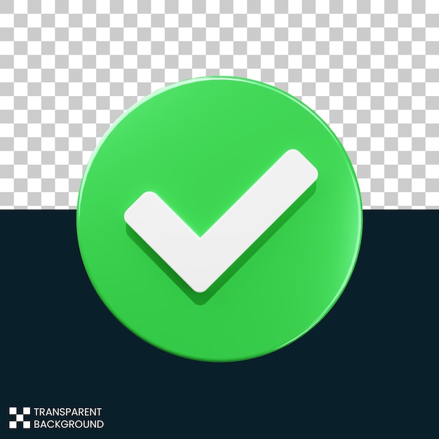 PSD ilustración de elemento 3d de marca de verificación verde