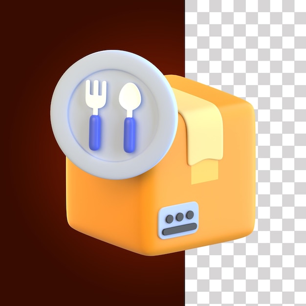 Ilustración de entrega de alimentos 3D