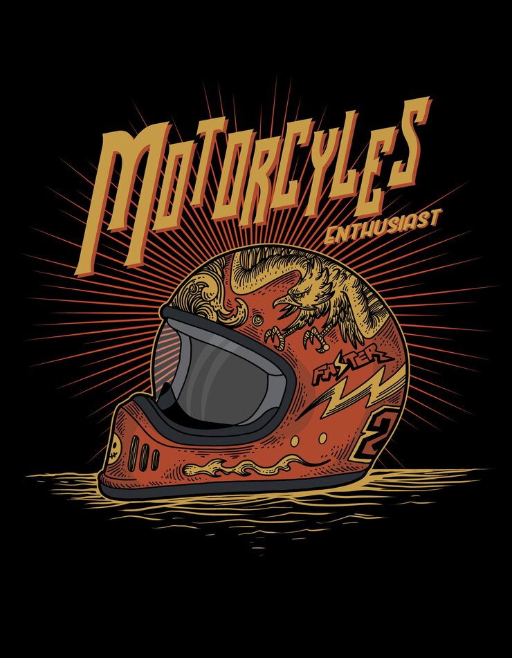 PSD ilustración de entusiasta de la motocicleta del casco