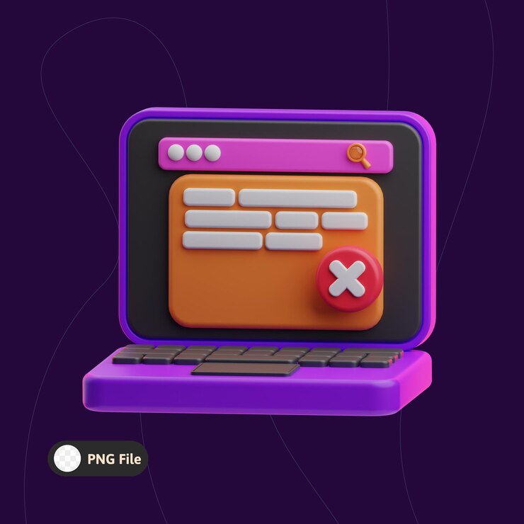 PSD ilustración de error de codificación 3d