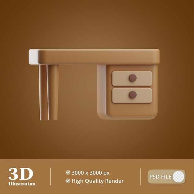 Ilustración de escritorio de muebles para el hogar 3d