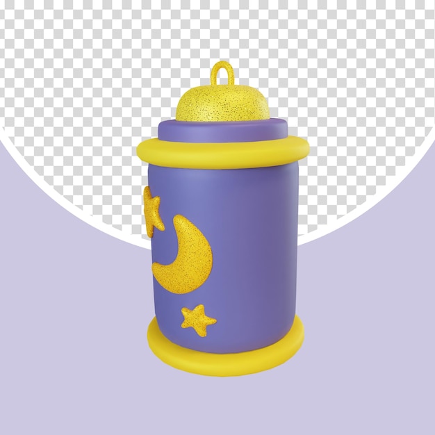 Ilustración estilizada 3D de linterna con motivo de luna y estrella