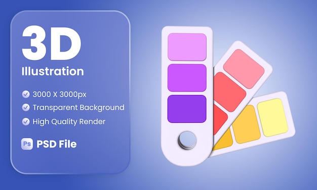 PSD ilustración estilizada de la paleta de colores 3d