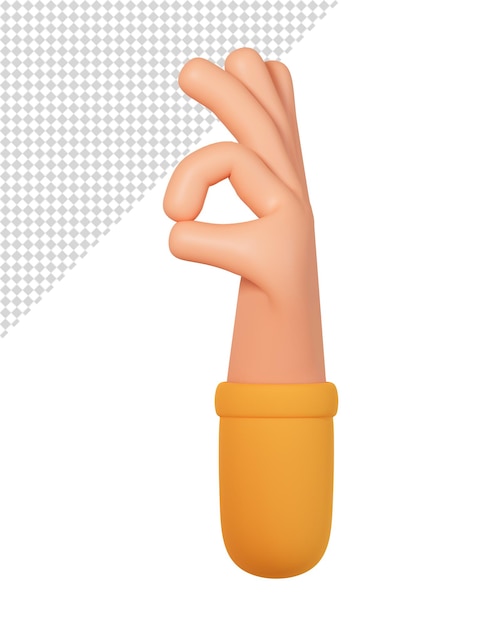 PSD ilustración de estilo de dibujos animados 3d de gesto de mano bien