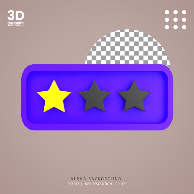 Ilustración de estrella de calificación de render 3d