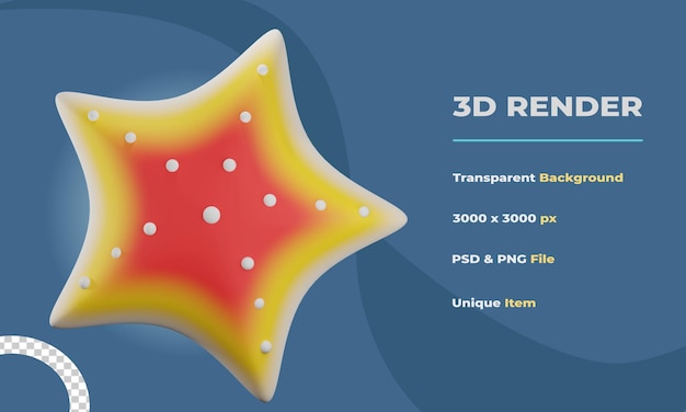 Ilustración de estrellas de mar 3d con fondo transparente