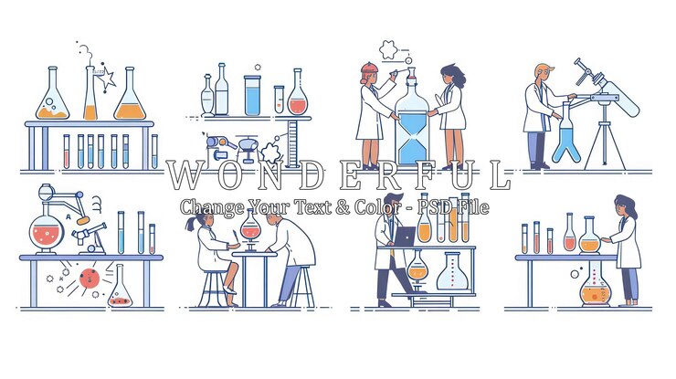 PSD ilustración de experimentos de laboratorio