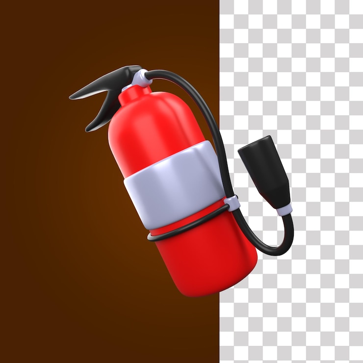 PSD ilustración de extintor de incendios 3d
