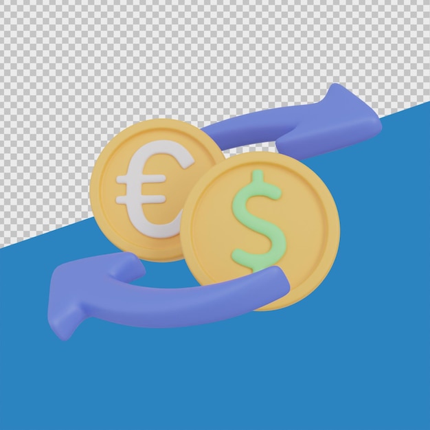 Ilustración de finanzas 3d de cambio de dinero