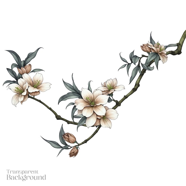 PSD ilustración de flor de cerezo con fondo transparente