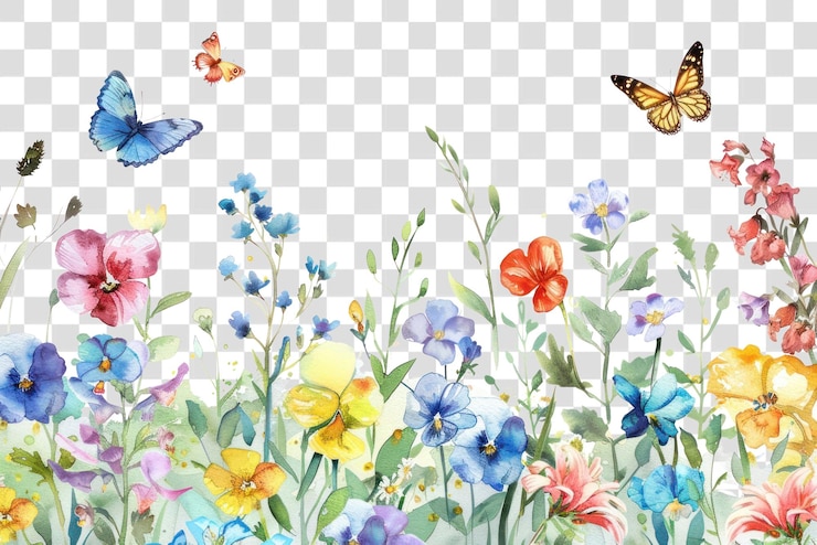 PSD ilustración floral en acuarela colorida de png
