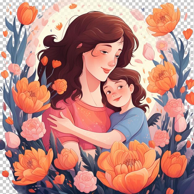 PSD ilustración floral del día de la madre png