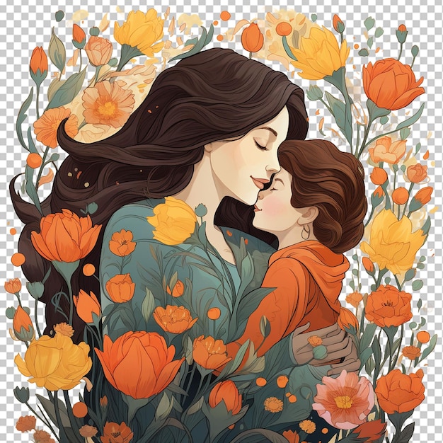 PSD ilustración floral del día de la madre png