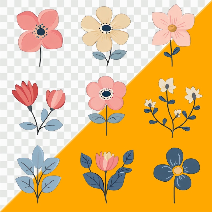 PSD ilustración de flores muy bonitas