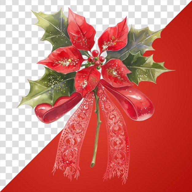 Ilustración de flores de Navidad de PNG acuarela de Navidad