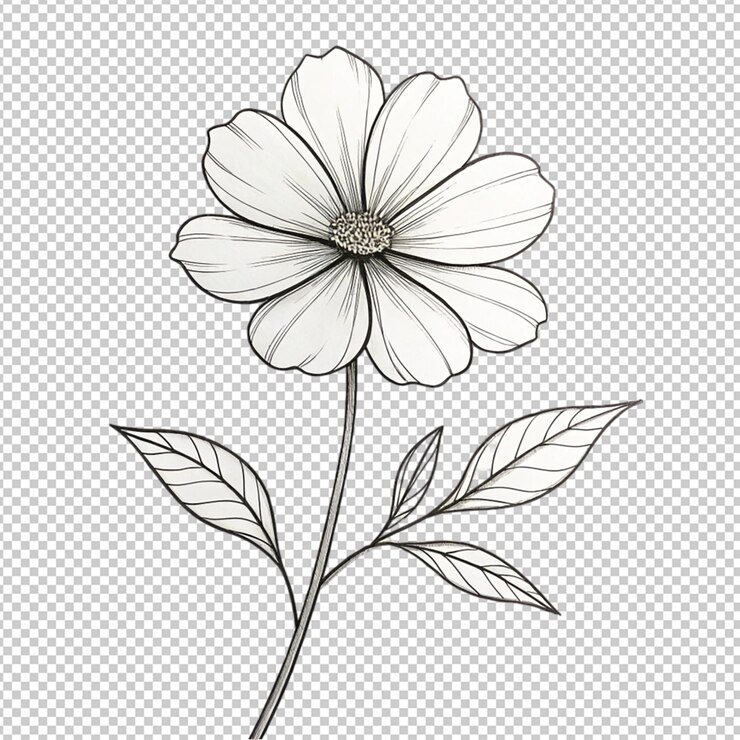 PSD ilustración de flores de primavera dibujadas a mano ilustración floral