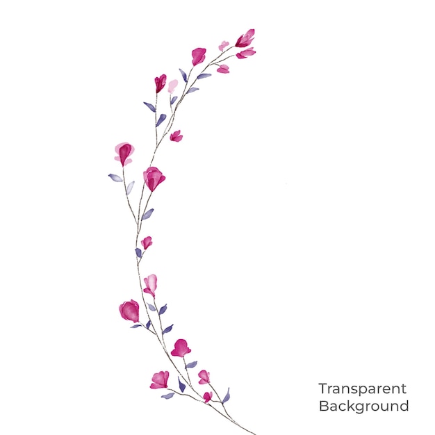 PSD ilustración de fondo transparente de acuarela de flores creado con procreate