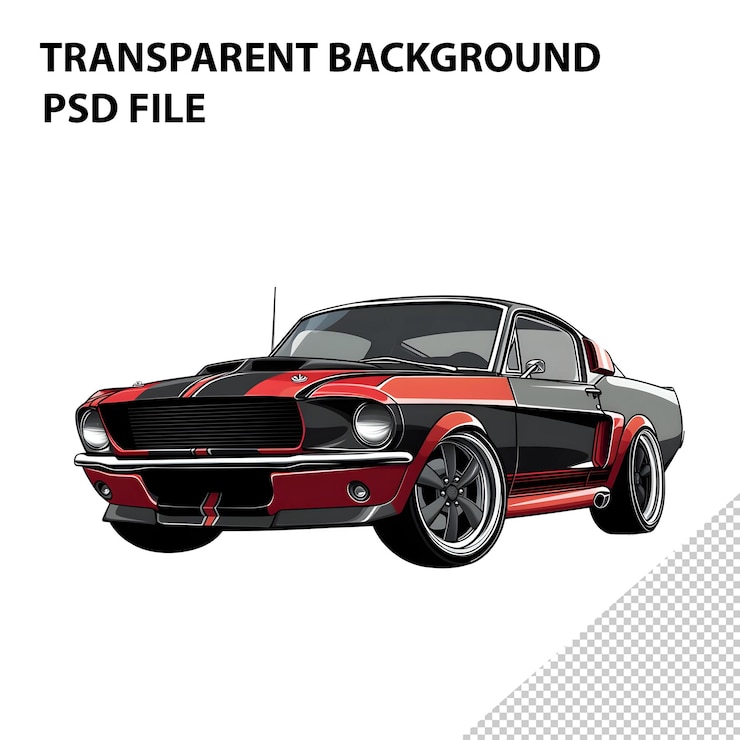 PSD ilustración del ford mustang clásico
