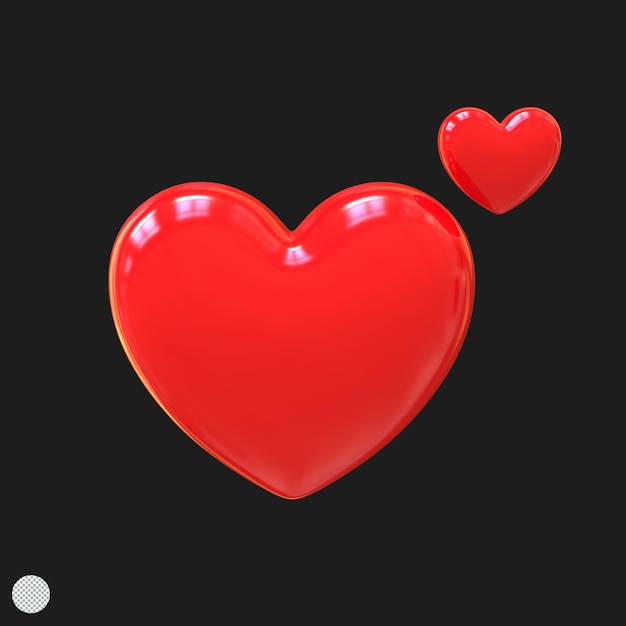 Ilustración de forma de corazones rojos de procesamiento 3D para el signo romántico del día de San Valentín
