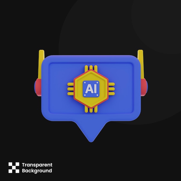 Ilustración fotográfica en 3D Inteligencia artificial icono en 3D elemento gráfico elemento de diseño renderización en 3D