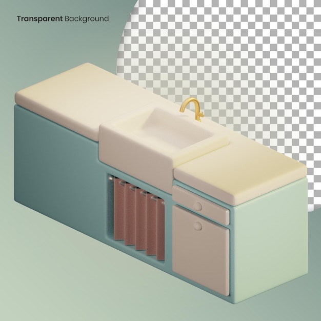 Ilustración de fregadero 3d con fondo transparente