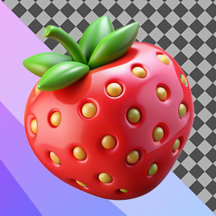 PSD ilustración de fresa de dibujos animados en 3d