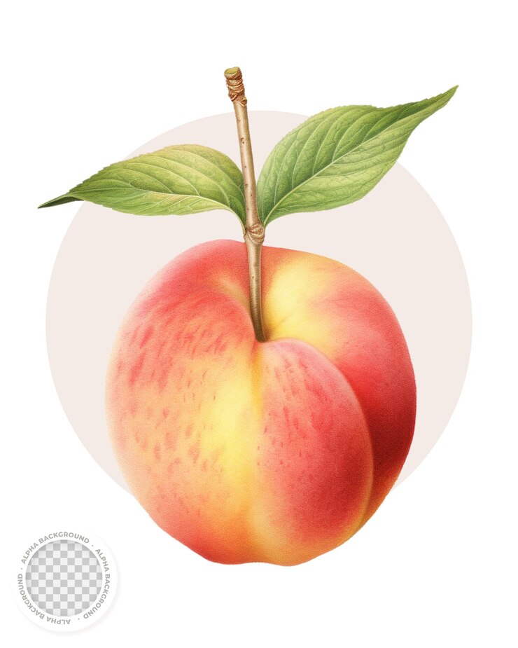 PSD ilustración de fruta de durazno con fondo transparente