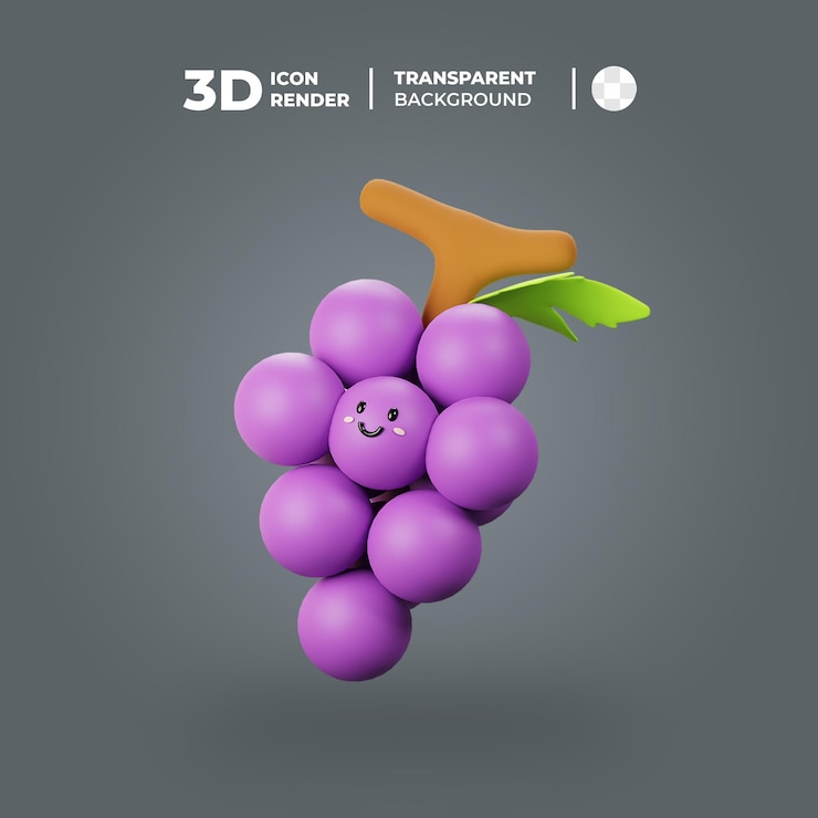 PSD ilustración de fruta de uva 3d
