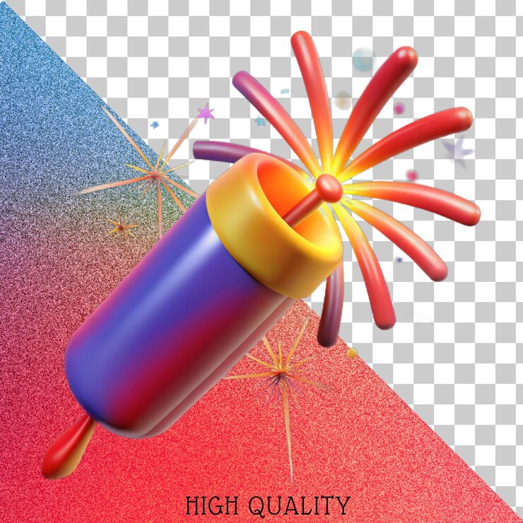 PSD ilustración de fuegos artificiales en 3d
