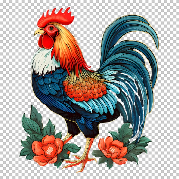 Ilustración de un gallo aislado en un fondo transparente