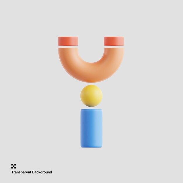 Ilustración geométrica 3D de la letra mayúscula Y