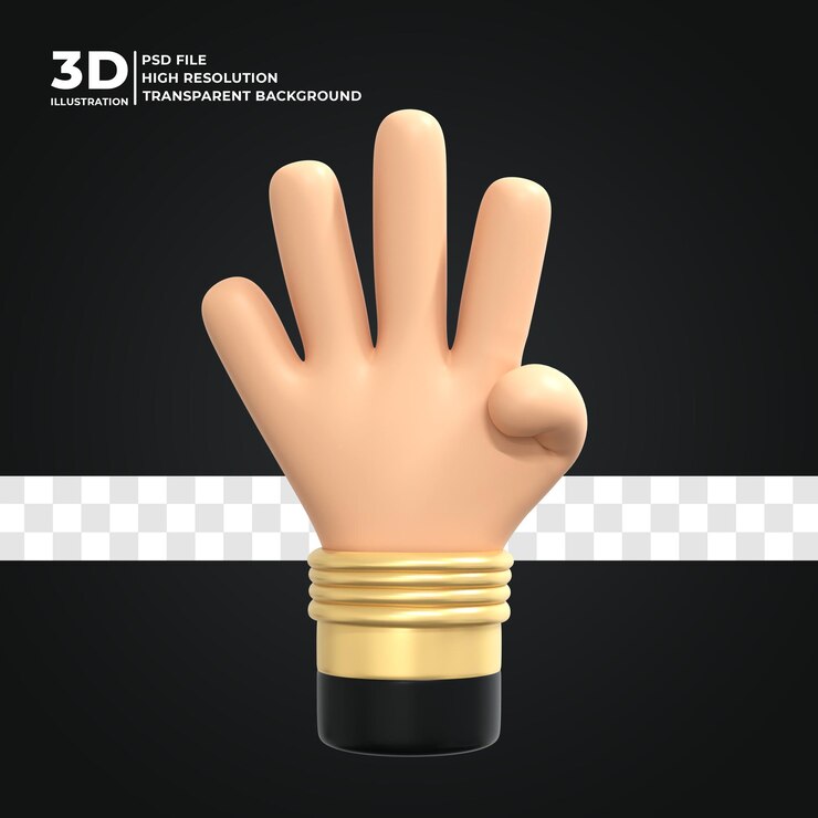 PSD ilustración de gesto de dedo 3d psd premium