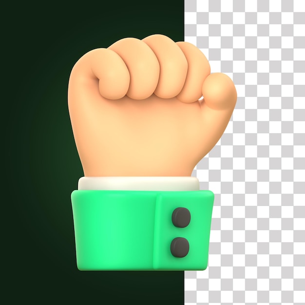 Ilustración de gesto de mano de apretar 3D
