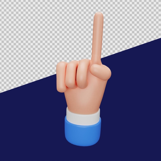 PSD ilustración de gesto de mano de atención 3d