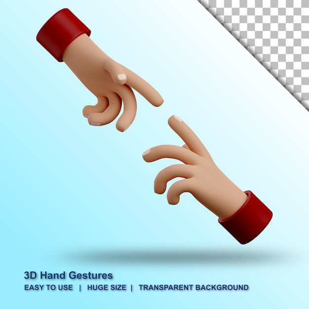 Ilustración de gesto de mano de cuidado 3d con diseño aislado
