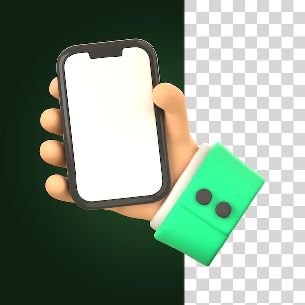 Ilustración de gesto de mano de teléfono de retención 3D