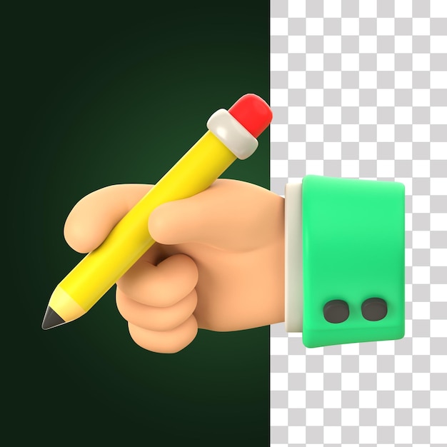 Ilustración de gestos de la mano para escribir en 3D