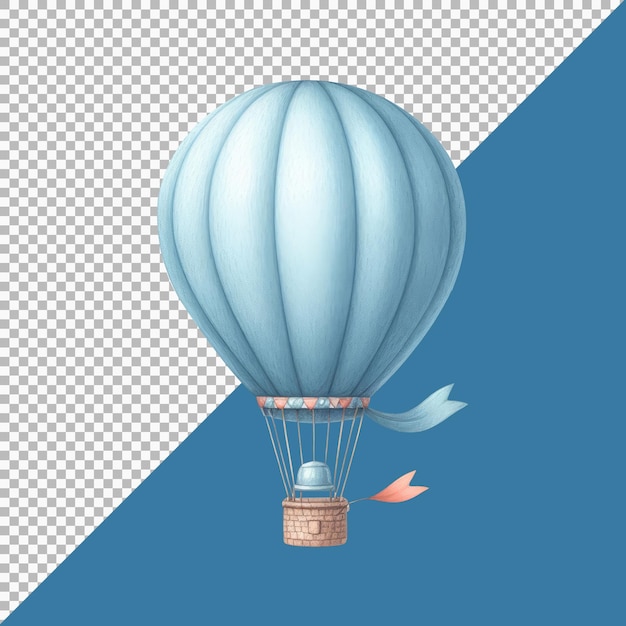 PSD ilustración de un globo de aire caliente azul sobre un fondo transparente