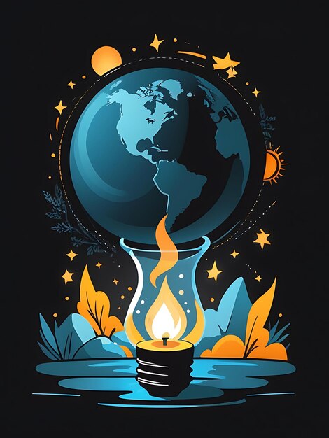 PSD ilustración del globo de la hora de la tierra psd con el planeta tierra día tierra