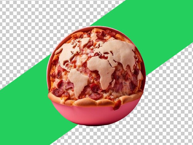 PSD ilustración de un globo de pizza en un fondo rosado