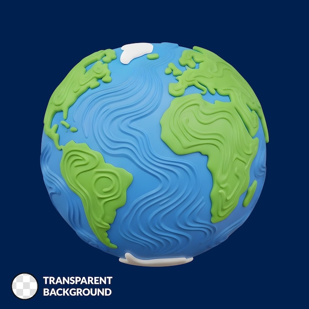 Ilustración del globo terrestre en 3D de dibujos animados